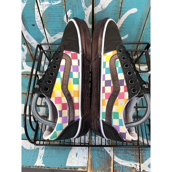 VANS Old Skool Checkered Skate Shoe 500714 Rainbow Multi Color Sz 6.5 Modified - Picture 7 of 10